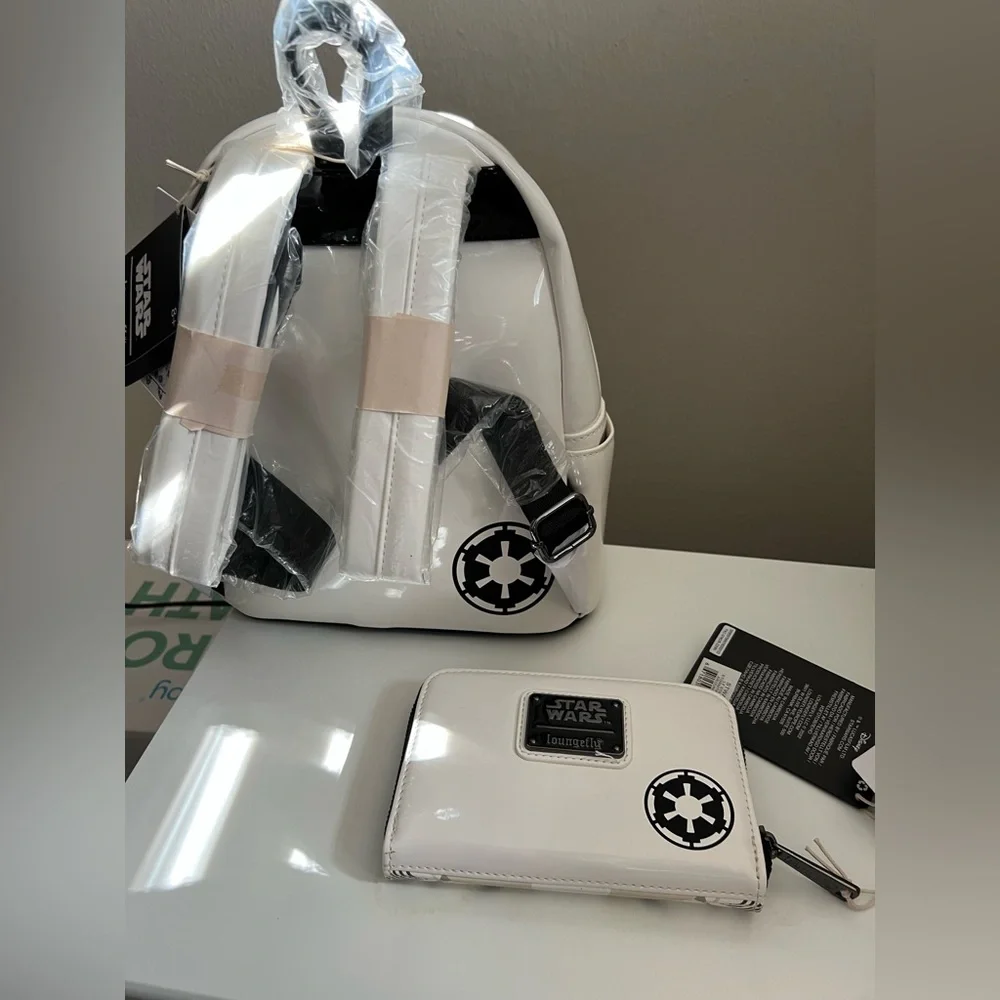 NWT Star Wars Stormtrooper Loungefly Backpack and Wallet Set - Black and White - Picture 7 of 16